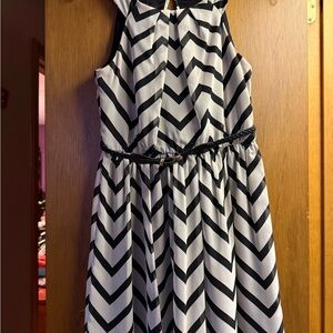 Chevron Patterned Black and White Women’s Dress